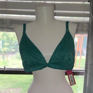 Juniors Triangle Bikini Top - Turquoise Glitter XL